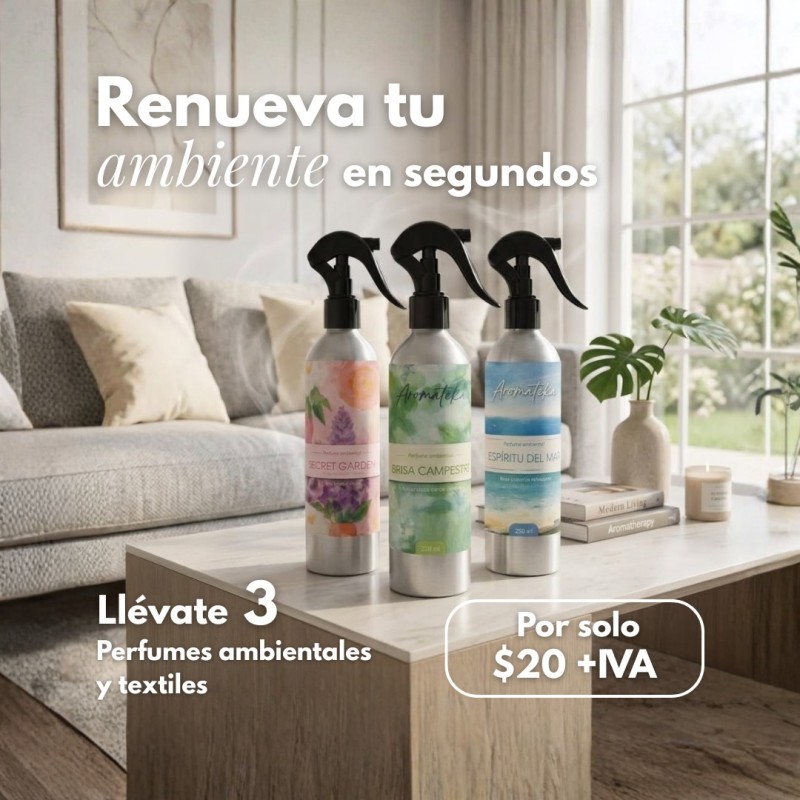 3 perfumes de ambientes y textiles por $20