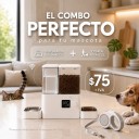 Dispensador de comida para mascotas + Correa Retráctil