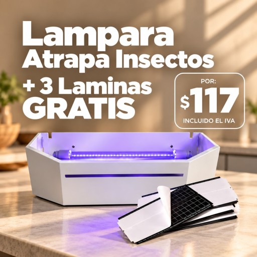 Lámpara Atrapa Insectos LED UV + 3 láminas GRATIS